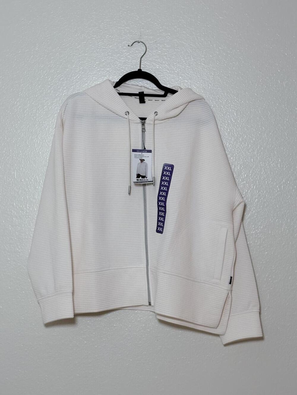 NWT Cream Ribbed Full Zip Hoodie Oversized Boxy Fit  Size XXL